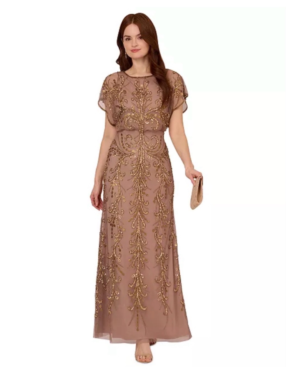 Adrianna Papell
Women's Beaded Blouson-Sleeve Gown